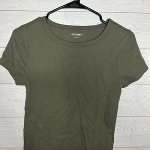 Old Navy Women's Short Sleeve Ribbed Tee in Olive